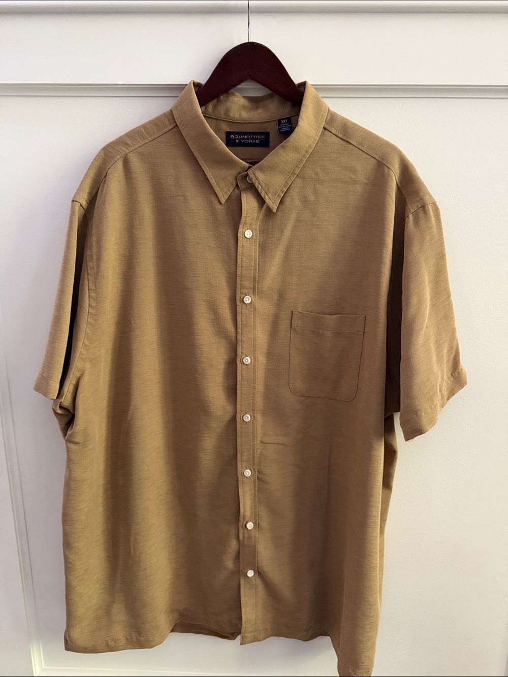 Roundtree & Yorke Men’s 3XT Button‑Up Shirt – Khaki Brown – Good Condition